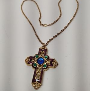 Vintage Avon Religious Cross on gold tone chain